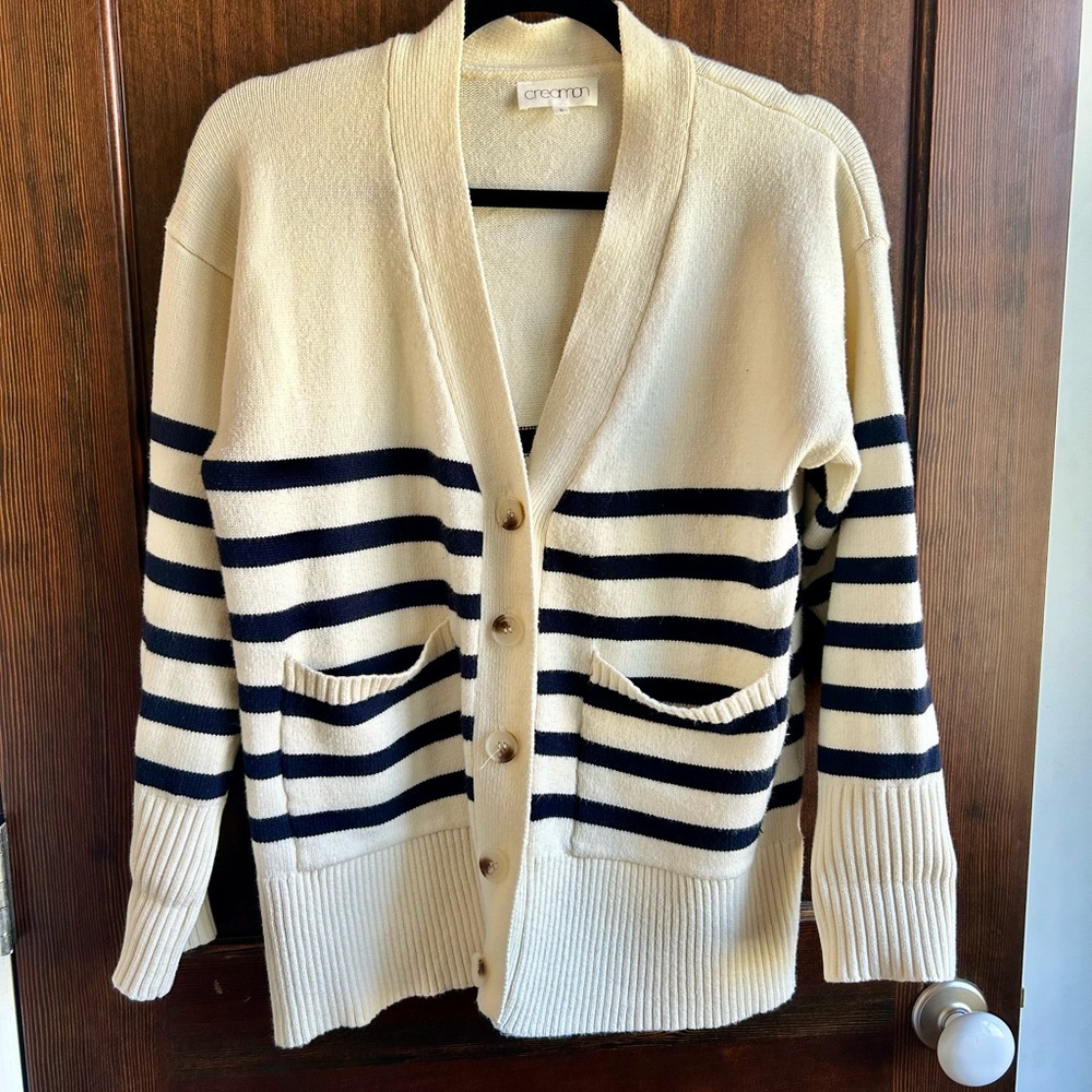 Navy Striped Cardigan